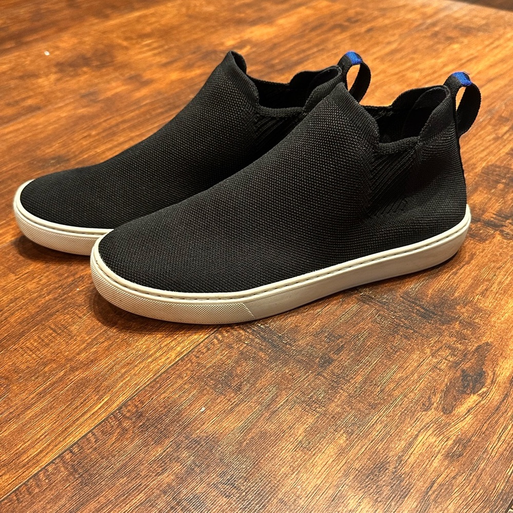 Rothys The Chelsea Boot Womens Sz 9.5 Black Knit Slip On Ankle Mid Top Sneaker - Picture 7 of 8